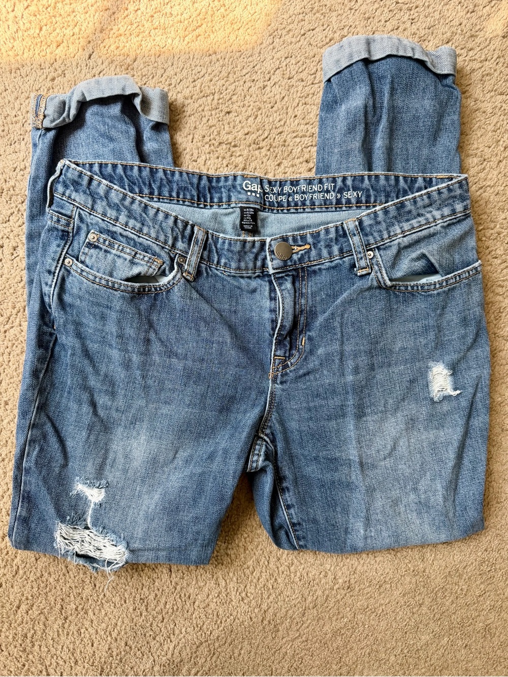 Women’s Gap Blue Distressed Boyfriend Jeans
